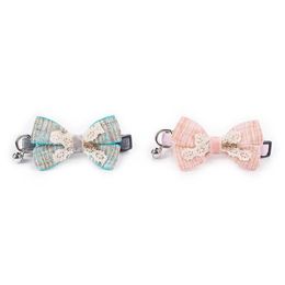 Dog Collars & Leashes CoolPaw Collar Leash Classic Grid Flower Decoration Bow Tie With Bell Puppy Dogs Cats290S