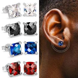 Stud Earrings Hippie Square Multicolour Cubic Zirconia Hip Hop 4 Crystal Ear Piercing Accessories Punk Rapper Jewelry E144