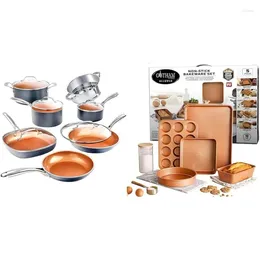 Cookware Sets Pots And Pans Set 12 Piece & Non Stick Ceramic Bakeware 5 No Warp Dishwasher Safe Baking