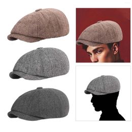 Berets Beret Hat Cap Fashion Gift Spring Herringbone Baker Boy Men Flat Men's Sboy Hats Peaky For Travel Camping