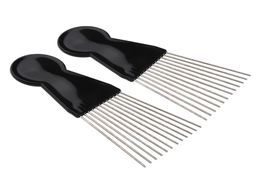 2PIECE Afro Fan Pick Metal African American Hair Comb Hairdressing Styling Tools2235004
