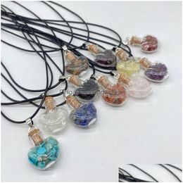 Pendant Necklaces Handmade Natural Crystal Stone Glass Bottle Heart For Women Lady Party Club Decor Jewellery Drop Delivery Pendants Dhf8L