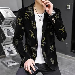 Men's Suits Blazer Fot Men 2024 Spring Male Print Suit Jacket Masculino Korean Style Slim Fit Casual Fashion Trend Dress