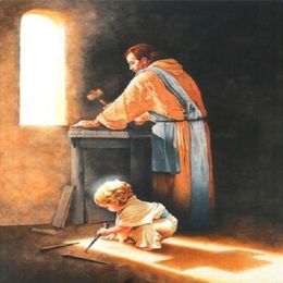 EESTINY Boy Jesus Nail Spikes In Joseph 'S Carpenter Shop Home Decor Hd Print Oil Painting On Canvas Wall Art Canvas Pictures293O