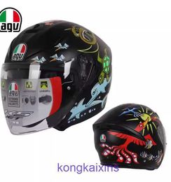Italian AGV Motorcycle Dual Lens Half Helmet K5 JET Composite Carbon Fibre Four Seasons Racing PB3Q
