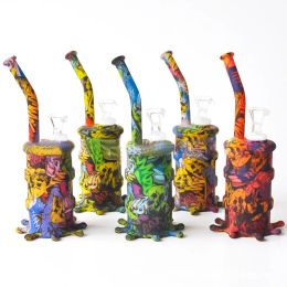 Mini Skull Silicone Water Bongs Colourful 8 Inch Mini Silicone Bongs Water Pipes Unbreakable Bongs Bubbler Pipes Silicone With Glass Bowl ZZ