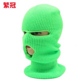 Knitted Woollen Three Hole Hat, Winter Men's Outdoor Cycling, Cold Warm Protection, Face Mask And Hood Cover 964602