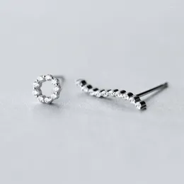 Stud Earrings Arrival Fashion Jewellery 925 Sterling Silver Unique Asymmetric Waves Zircon For Women Literary Round