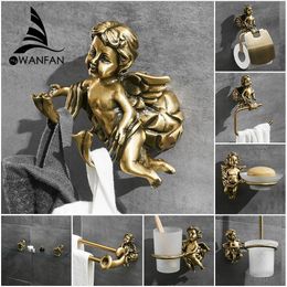 Antique Bronze Bathroom Hardware Accessories Set Towel Ring Robe Hook Toilet Paper Holder Bar Toliet Brush 0782 240304