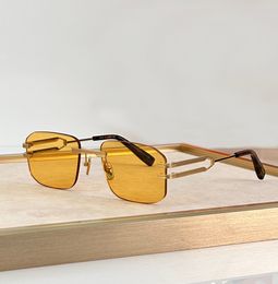 Rimless Sunglasses Squared Gold Orange Lenses Men Women Summer Sunnies Sonnenbrille Fashion Shades UV400 Eyewear Unisex