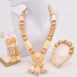 Necklace Earrings Set Fashion Natural White Coral African Beads Jewelry