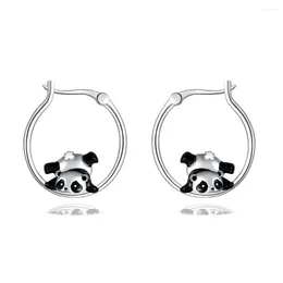 Stud Earrings Harong Innovative Funny Panda Hoop Earring Fashion Simple Silver Plated Animal Series Jewelry For Woman Girl Christmas Present