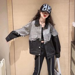 Jackets Autumn Girls Denim Jacket Fashion All-match Streetwear Teenage Children Outerwear Cotton Casual 8 10 12 Years Coats