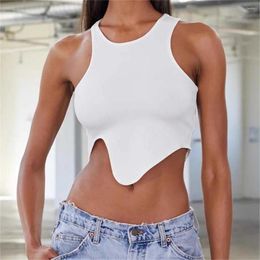 Yoga Outfit 2024 Nylon Pad Sleeveless Bra For Women Irregular Hem O Neck Exposed Navel Dance Active Fitness Sport Vest Tops