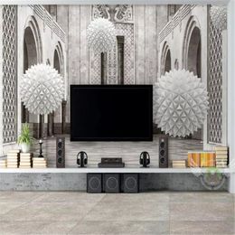Custom Po 3d Wallpape 3d Sphere European Architectural Space Modern Home Decor Living Room Wall Covering257m