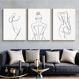 Woman Body One Line Drawing Canvas Painting Abstract Female Figure Art Prints Nordic Minimalist Poster Bedroom Wall Decor Painting253t
