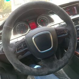 Car Steering Wheel Cover Wrap Non-Slip Suede For Audi A6 C6 A8 D3 Q5 8R Q7 A4 B8 Avant A5 8T 4L S3 S4 S5 S6 A3 8P Sportback