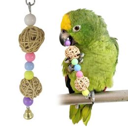 Rainbow Parrots toys parakeet Climb Chew toy bird swing drill Bell Swing Cage Budgie Hanging ladder pet supplies 288h