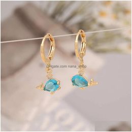 Charm Ocean Animal Series Personalised Cute Fashionable Ins Zircon Small Earrings E416 Drop Delivery Jewellery Dhiws