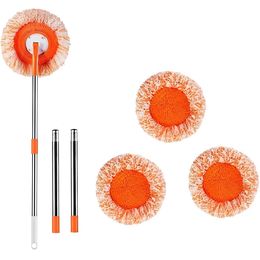 360 Round sunflower mop can splice rod coral velvet mopping ceiling floor cleaning wall car wash dust tool set 230308