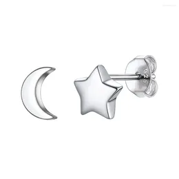 Stud Earrings ChainsPro 925 Sterling Silver/18K Gold/Rose Gold Plated Heart/Moon/Star For Women Fits Sensitive Ears JewelryCP690