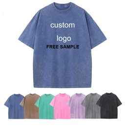 2024 Hot Selling Designer Brands Distressed Luxury Men 100% Cotton T Shirt High Quality Blank Vintage Logo Custom Faded Oversized Acid Washed T Shirt