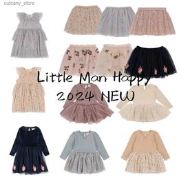 Girl's Dresses 2024 Konges Style Baby Outwear Child Girls Long Sleeve Princess Dress Lace Skirts Winter Kids Cherry embroidery Dance dress L240315