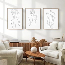 Paintings Woman One Line Drawing Art Canvas Painting Abstract Female Nude Figure Poster Body Minimalist Print Nordic For Home Deco269f