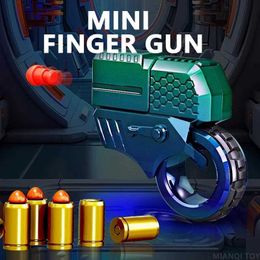 Gun Toys Mini throwing shell bullet gun relieve metal alloy ring finger gun gift toy for boy play soft bullet 240307