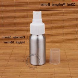 Promotion 10pcs/Lot 30ml Aluminium Perfume Bottle Women Cosmetic Small 1/2OZ Pot Spray Cap Container Atomizer White Lid Packaginghood qt Sqop