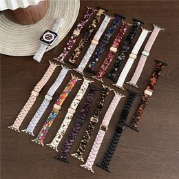 Slim Colorful Luxury Resin Wrist Strap Bracelet for Apple Watch Ultra Series 9 8 7 6 5 4 SE Ultra Stainless Steel Buckle Band