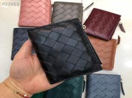 2021 Famous Design Italy Genuine Leather short Wallet for men women Zipper Around card holder vintage handmade crochet coin purse 4644257