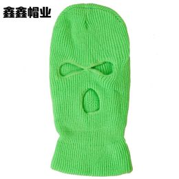 Winter Yuanbao Needle Three Knitted Candy Colour Woollen Digging Hole Baotou Outdoor Bike Windproof Mask Hat 892166