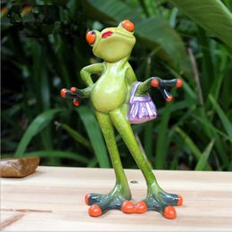 Resin Frog Animal Crafts 3D Frog Figurine Home Office Desktop Decoration Garden Indoor Outdoor Miniatures Y200106341V