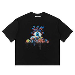 Designer Men's Trend Short Sleeve Eye of Truth Washed Old 3d Printed Eyes Short Sleeve Loose T-shirt Mens and Womens Fashion O1G8