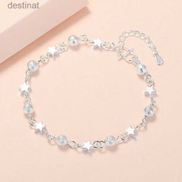 Beaded 925 Sterling Silver Small Star Fresh Bracelet Fresh Star Bracelets For Women Personality Round Bead Bracelet Korean FashionL24213