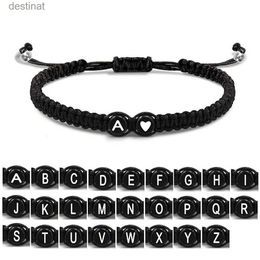 Beaded 26 Letters Initial Heart Bracelets Handmade Adjustable A-Z Name Braided Bracelets For Women Men Friendship Jewellery GiftsL24213