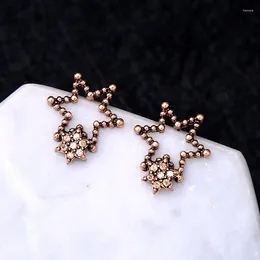 Stud Earrings LUBOV Bohemian Crystal For Women Vintage Imitation Pearl Flowers Star Top Wedding Multi Color 2024