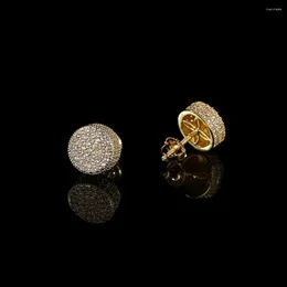 Stud Earrings Hip Hop Jewellery Full Pave 3A Cubic Zirconia Flat Cylindrical Screw Back High-End Luxury Women'S VVVVS