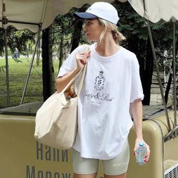 2024ss New Sporty Rich Designer T-Shirt Women Fashin Crown Letter-printed Tshirt 100% Cotton Casual Pullover Sports Top Women's Beach Tees 240312