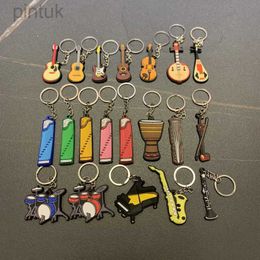 Keychains Lanyards New Musical Instrument Silicone Guitar Pvc Soft Keychain Cartoon Small Gift Pendant K5156 ldd240312