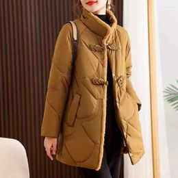 Women's Trench Coats 2024 Mom's Winter Coat Medium Length Button Down Cotton Jacket Loose Warm And Thick Middle-aged Elderly Women