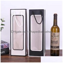 Gift Wrap Rec Kraft Bag With Window Bottle Of White And Red Wine Holder For Party Decorations Drop Delivery Home Garden Festive Suppli Dhxuw