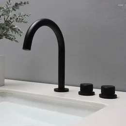Bathroom Sink Faucets Brushed Gold Basin Faucet Mixer And Cold Black Brass Widespread 3 Hole Lavotory Tap