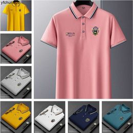 Tops Moda 100% Algodão Bordado Verão Lapela Casual Cor Sólida Marca de Luxo de Alta Qualidade Manga Curta Impressão Homens Camisa Polo Designer M-4xl