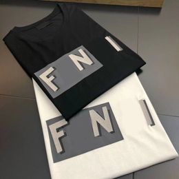 Fashion brand new summer double F print letters men's short sleeve casual cotton T-shirt round neck slim bottom couple handsome men's T-shirt
