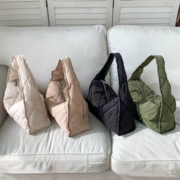 HBP Non-Brand Factory Wholesale High Quality Cotton Tote Bag Nylon Handbag Expanded Olive Green Custom Puff Fabric Hand