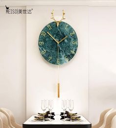 Nordic Elk Silent Metal Decorative Swingable Wall Clock Modern Design Watch Living Room Home Decor Christmas Decoration Gifts 21047298723