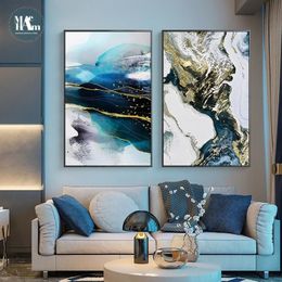 Paintings Abstract Watercolour River Golden Lines Wall Poster Print Modern Canvas Painting Art Living Room Decoration Pictures Home204K