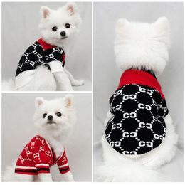 4color Dog Apparel Autumn Winter Double Letters Stripe Printed Small Sweet Wind Sweaters Coat Pet Cat Dogs Knitted Clothes Buttons282A